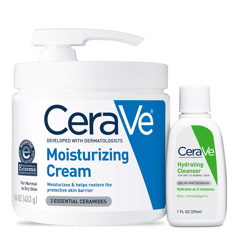 CeraVe CeraVe Moisturizing Cream & Hydrating Facial Cleanser Set, Travel Essentials Combo Pack for Dry Skin Relief