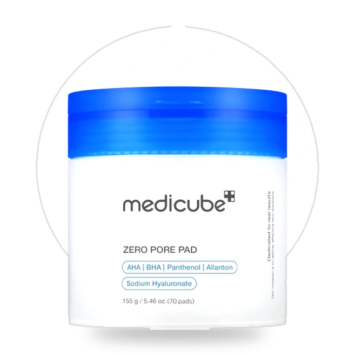 A jar of medicube Zero Pore Pad 2.0, containing 70 toner pads for pore care.